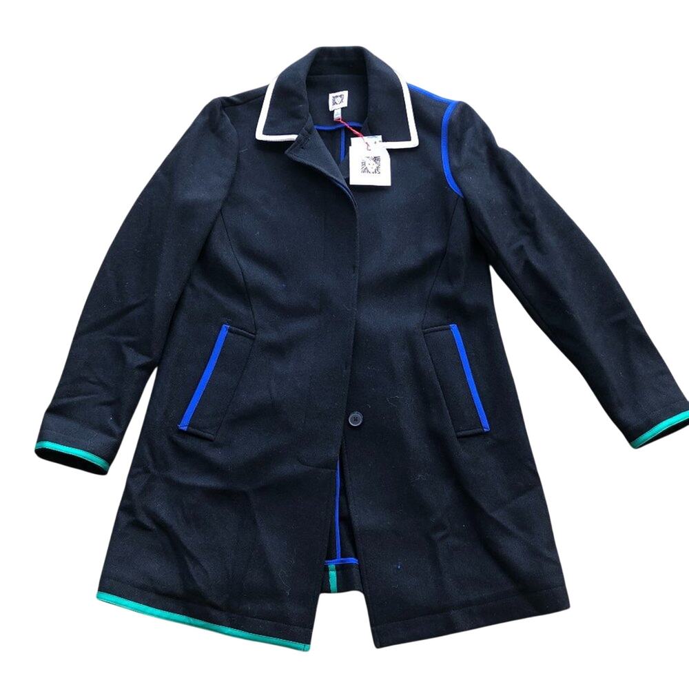NWT Ann Klein Black Peacoat with Color Accents size 6